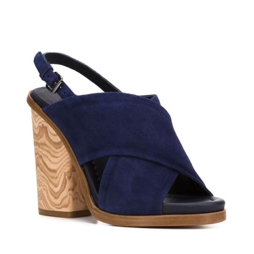 Vince Helena Wood Block Heels. Color is navy blue